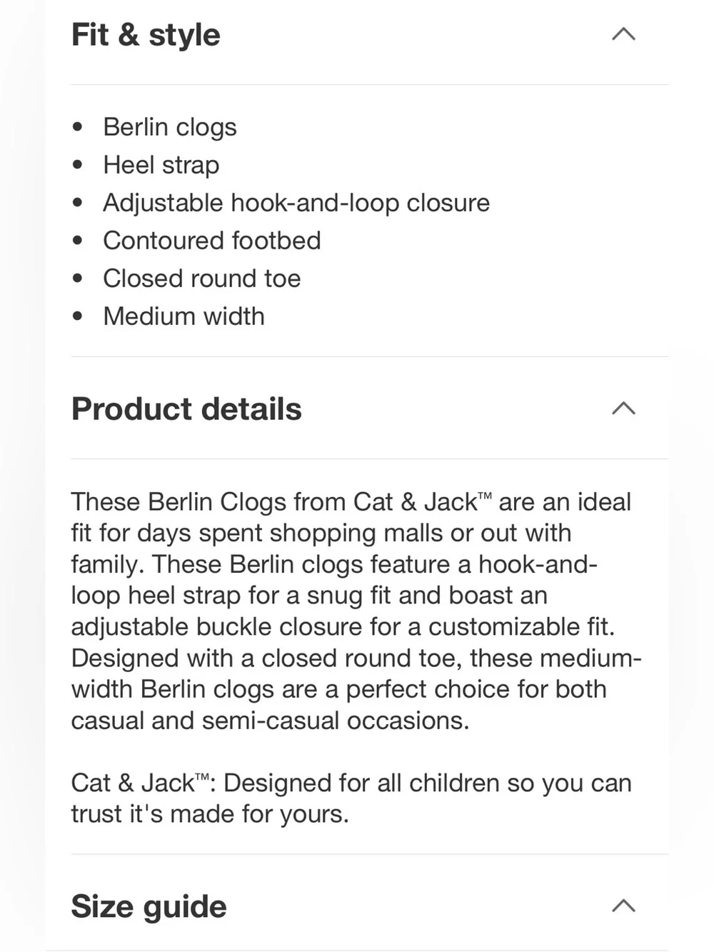 Cat & Jack Black Suede Slingback Sandal Clog for Kids